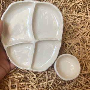 Handmade Ceramic Watercolor Palette with Brush Holder