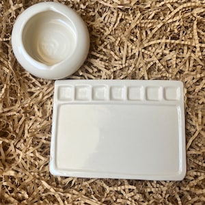 Handmade Ceramic Paint Palette, Watercolor Palette, Porcelain Palette,small size and thin version