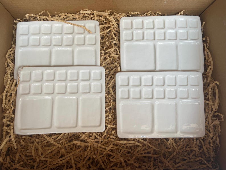 Handmade Ceramic Paint Palette, Watercolor Palette, Porcelain Palette