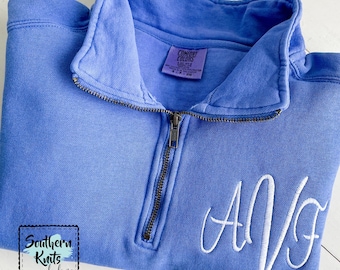 Monogram quarter-zip pullover sweatshirt • Comfort Colors Quarter Zip • Monogrammed Pullover • Christmas for her