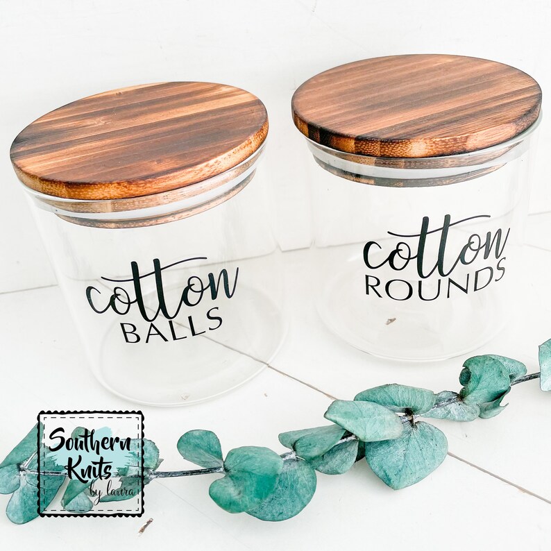 GLASS JAR With WOOD Lid Laundry Storage Bathroom Pod Etsy