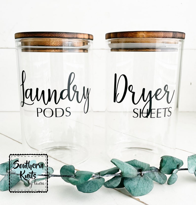 GLASS JAR With WOOD Lid Laundry Storage Bathroom Pod Etsy