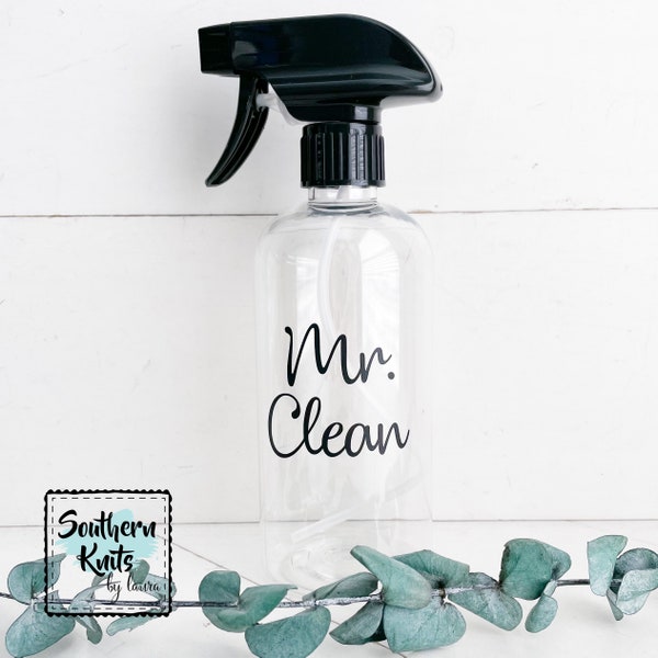 HOUSEHOLD CLEANER BOTTLE • 16 ounce • Clear Plastic • Spray Bottles • Bathroom Decor • Glass Cleaner • Shower • Kitchen • Modern Farmhouse