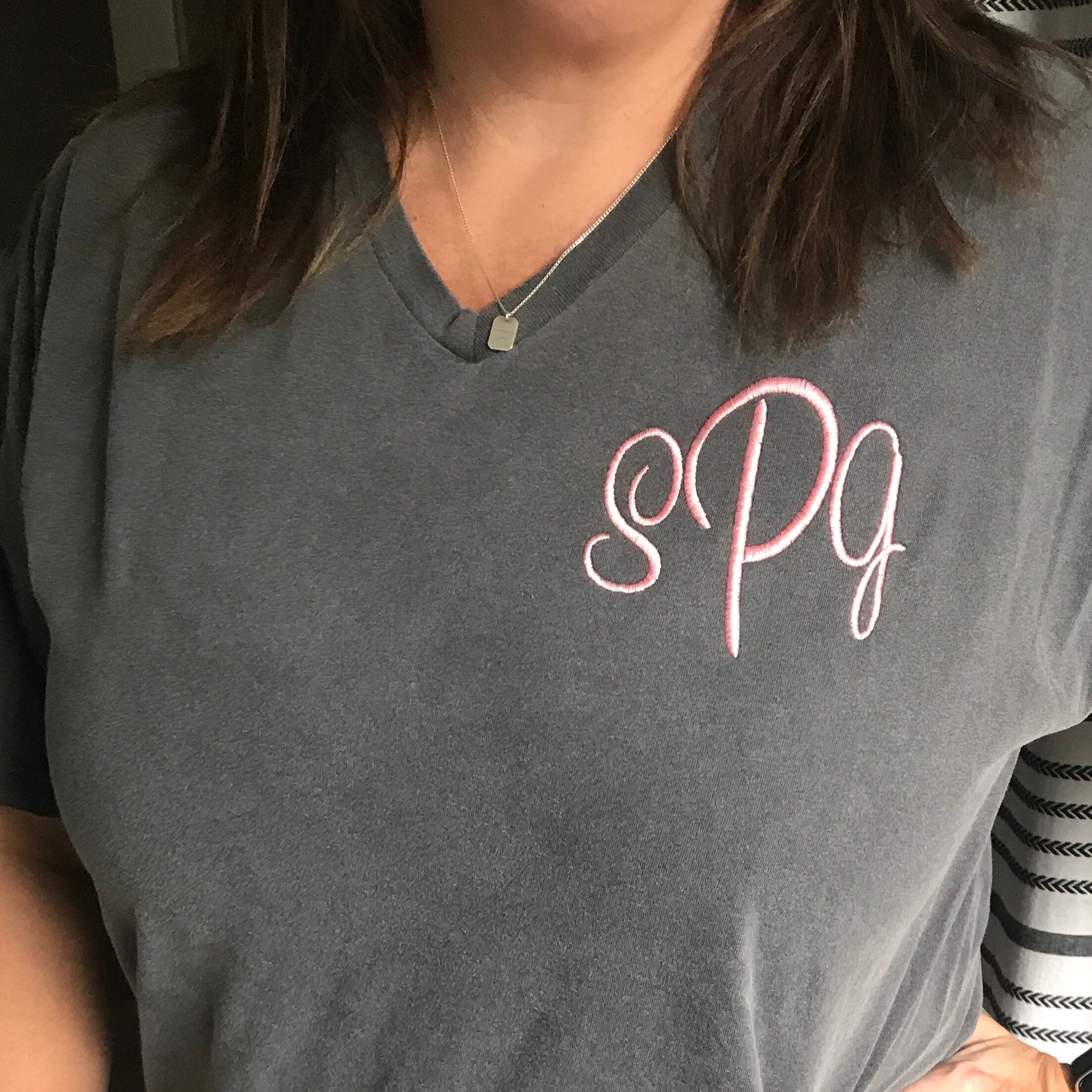 Monogrammed Comfort Colors V Neck Short Sleeve T Shirt Etsy