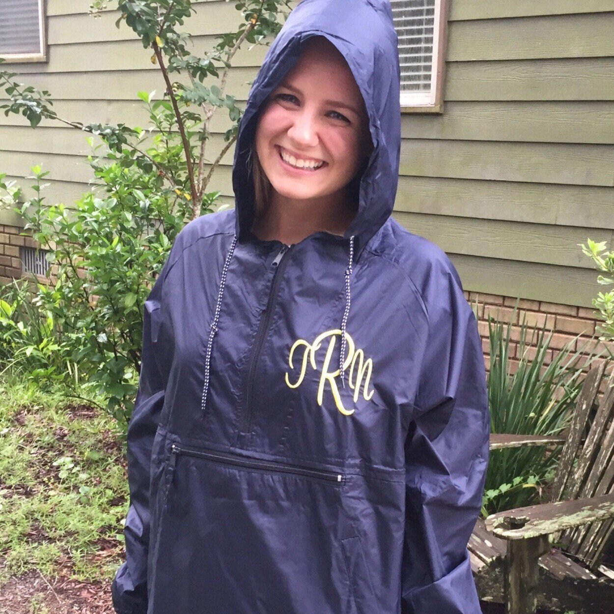 Monogrammed Rain Jacket/wind Breaker Half-zip Closure 