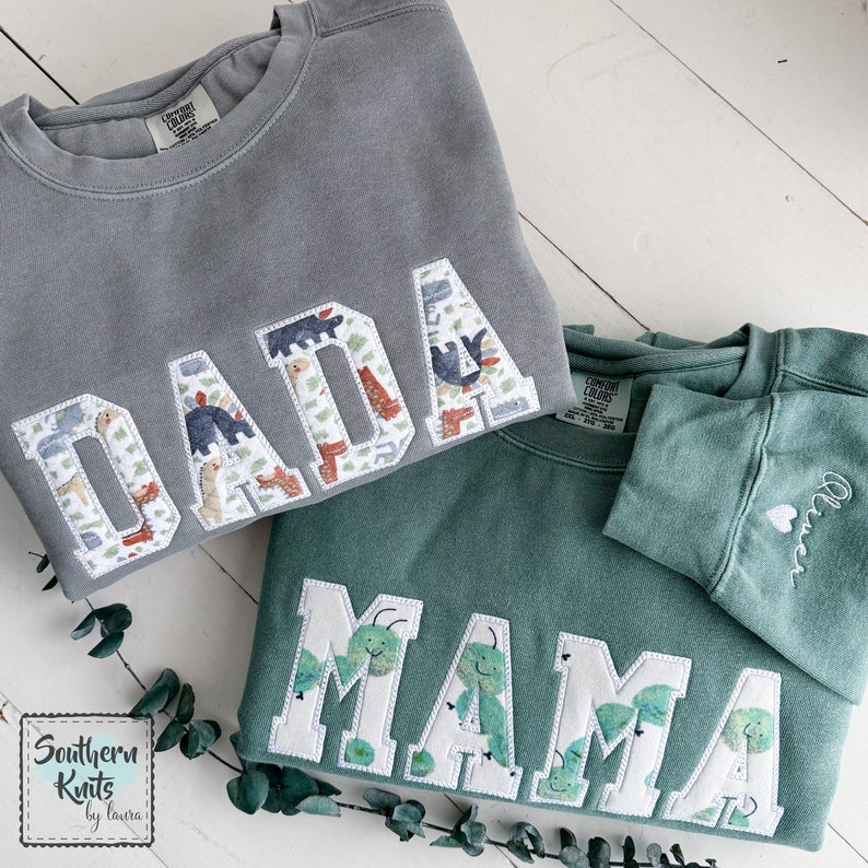 DAD KEEPSAKE SWEATSHIRT Papa Comfort Colors Baby Pajamas / Onesie Dada Pop Athletic Block Crewneck Hoodie image 2