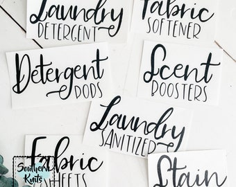 LABELS for LAUNDRY BOTTLES • Laundry Room Decor • Detergent • Fabric Softener • Liquid Bleach • Laundry Sanitizer • Scent Boosters