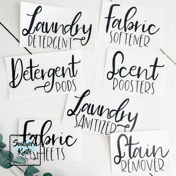 LABELS for LAUNDRY BOTTLES • Laundry Room Decor • Detergent • Fabric Softener • Liquid Bleach • Laundry Sanitizer • Scent Boosters