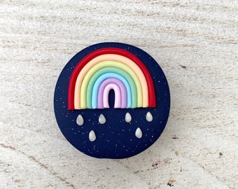 Navy rainbow needle minder, needle keeper, magnetic needle holder, rainbow magnet, magnetic brooch, pin holder