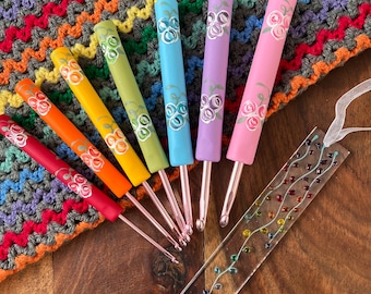 Rainbow rose crochet hook, rainbow crochet hooks, ergonomic hooks, crochet gifts