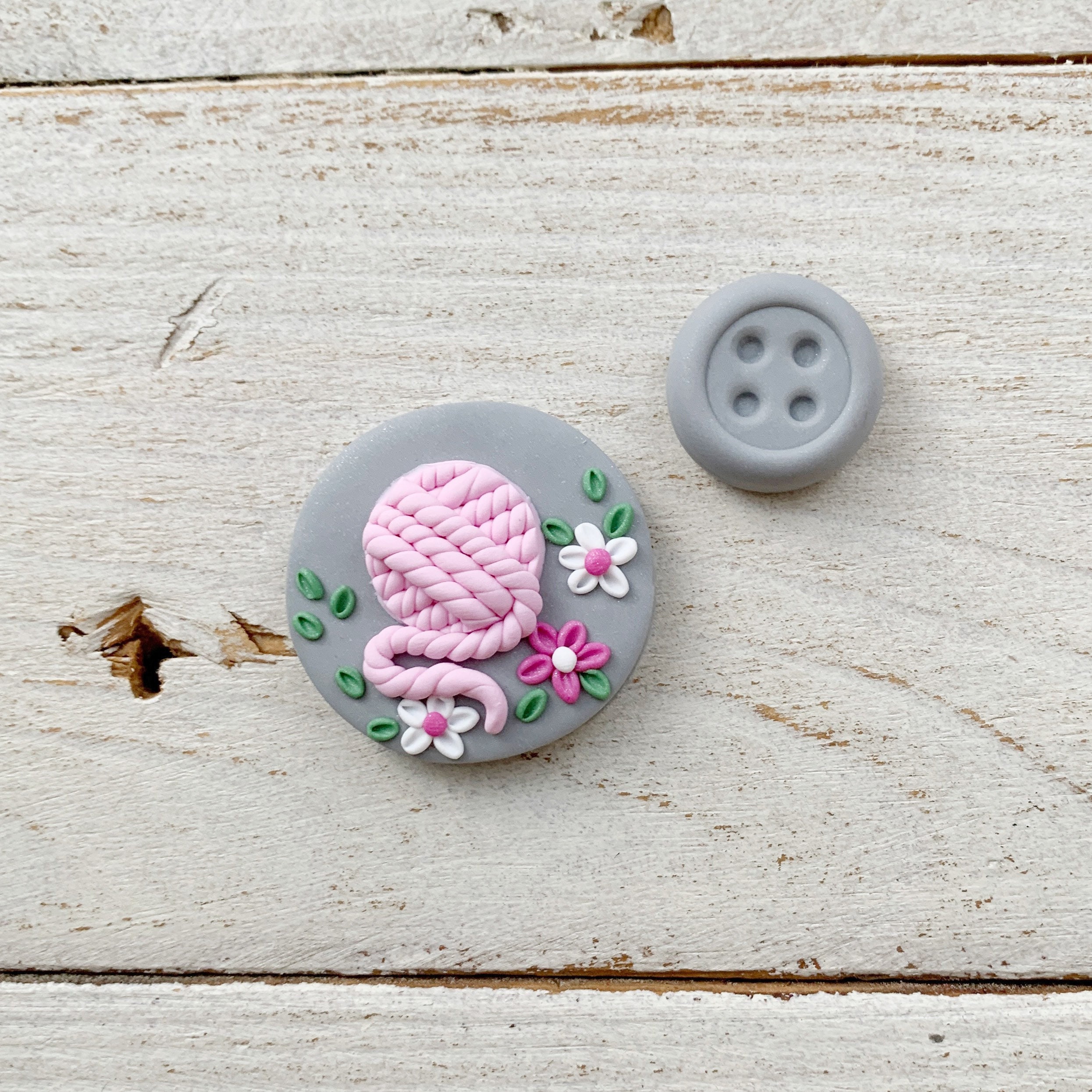 Mint and pink yarn ball magnetic needle minder, needle holder, cross stitch  gifts, gift for her, crochet tools