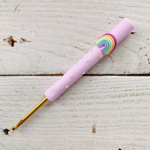 Pink rainbow crochet hook, crochet needles, craft supplies, crochet gifts, gift for her, yarn lover