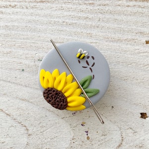Grey and Mustard Flower Magnetic Needle Minder, Needle Holder, Crochet  Tools, Cross Stitch Craft Supplies, Needle Keeper 