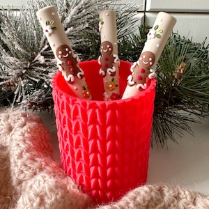 3D-geprinte haaknaaldpot, pennenhouder in gebreide look, opbergruimte voor hobbyruimte