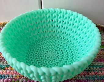 3D Printed Knitted Look Bowl, Pretty Storage Bowl, Photo Prop, Yarn Storage Dish