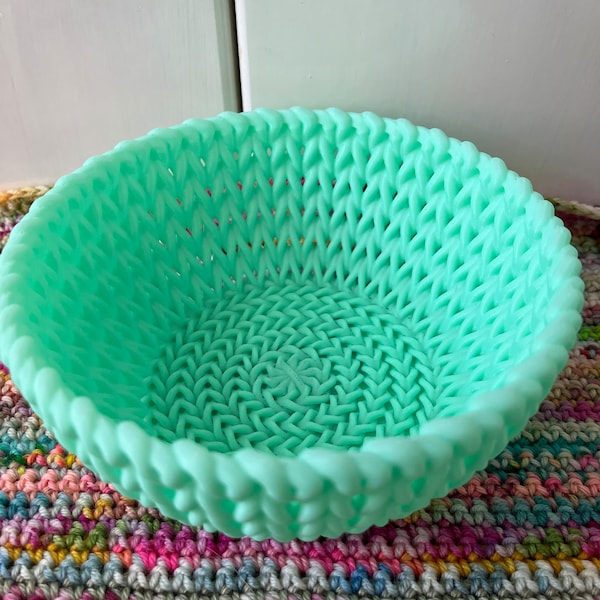 3D Printed Knitted Look Bowl, Pretty Storage Bowl, Photo Prop, Yarn Storage Dish