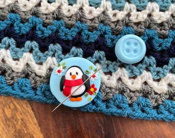 Penguin magnetic needle minder, festive Christmas sewing magnet