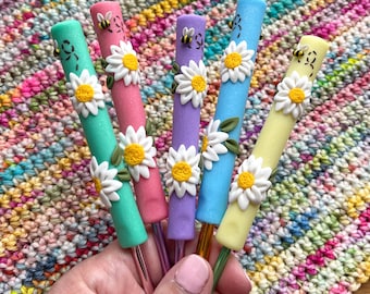 Daisy crochet hook, crochet gifts, crochet needles, flower accessories, fancy crochet hooks, choose your colour