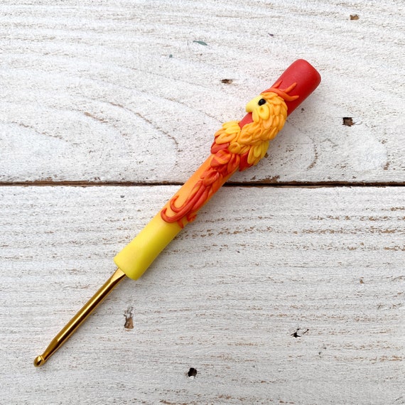 Phoenix Crochet Hook, Polymer Clay Ergonomic Crochet Needles