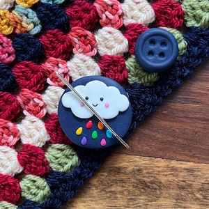 Porta-aghi Happy Cloud Navy, porta-aghi magnetico Kawaii, magneti da cucito