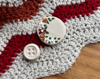 Autumn appliqué flower magnetic needle minder, needle holder, cross stitch magnet