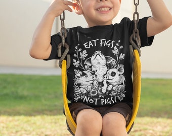 Eat Figs Not Pigs Toddler/Youth Shirt | Vegan Toddler Shirt, Vegan Toddler, Vegan Kid, Plant Based Kid, Vegan Family