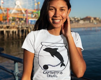 Captivity Is Cruel Shirt | Vegan Shirt, Animal Rights Shirt, Anti-Cap Shirt, Blackfish Shirt, Dolphin Shirt, Animal Activist, Anti-Captivity