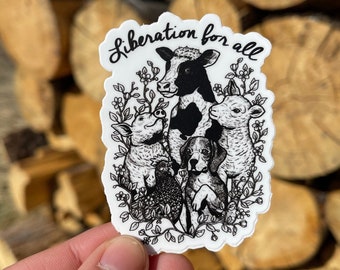 LIBERATION FOR ALL Sticker | Vegan Sticker, Animal Liberation Sticker, Animal Rights Sticker, Vegan For The Animals, Vegetarian Sticker