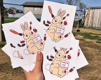 Someone, Not Something Postcard | Vegan, Animal Rights, Animal Testing, Anti-Vivisection, Animal Liberation, Cruelty-free, Rabbit Art
