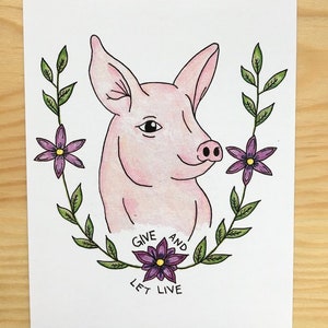 100 % recyclé, donner et laisser vivre de carte postale, Vegan, droits des animaux, amis non alimentaire, végétarien