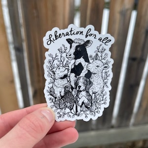 Liberation For All Magnet | Vegan Magnet, Animal Rights Magnet, Vegan For The Animals, Animal Sanctuary, Vegan Gift, VeganVeins