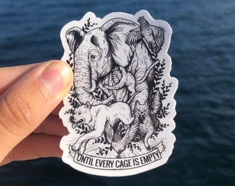 Until Every Cage Is Empty Sticker | Vegan Sticker, Animal Rights Sticker, Animal Liberation, Empty The Cages Sticker, Vegan Gift, VeganVeins