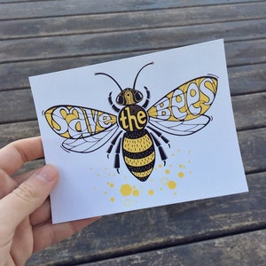 Carte postale 100 % recyclée Save the Bees, Vega, droits des animaux, abeilles