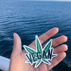 VEGAN CANNABIS STICKER Vegan Sticker, Vegan Stoner, Vegan Weed, Green Vegan, Vegan Gift, VeganVeins image 2