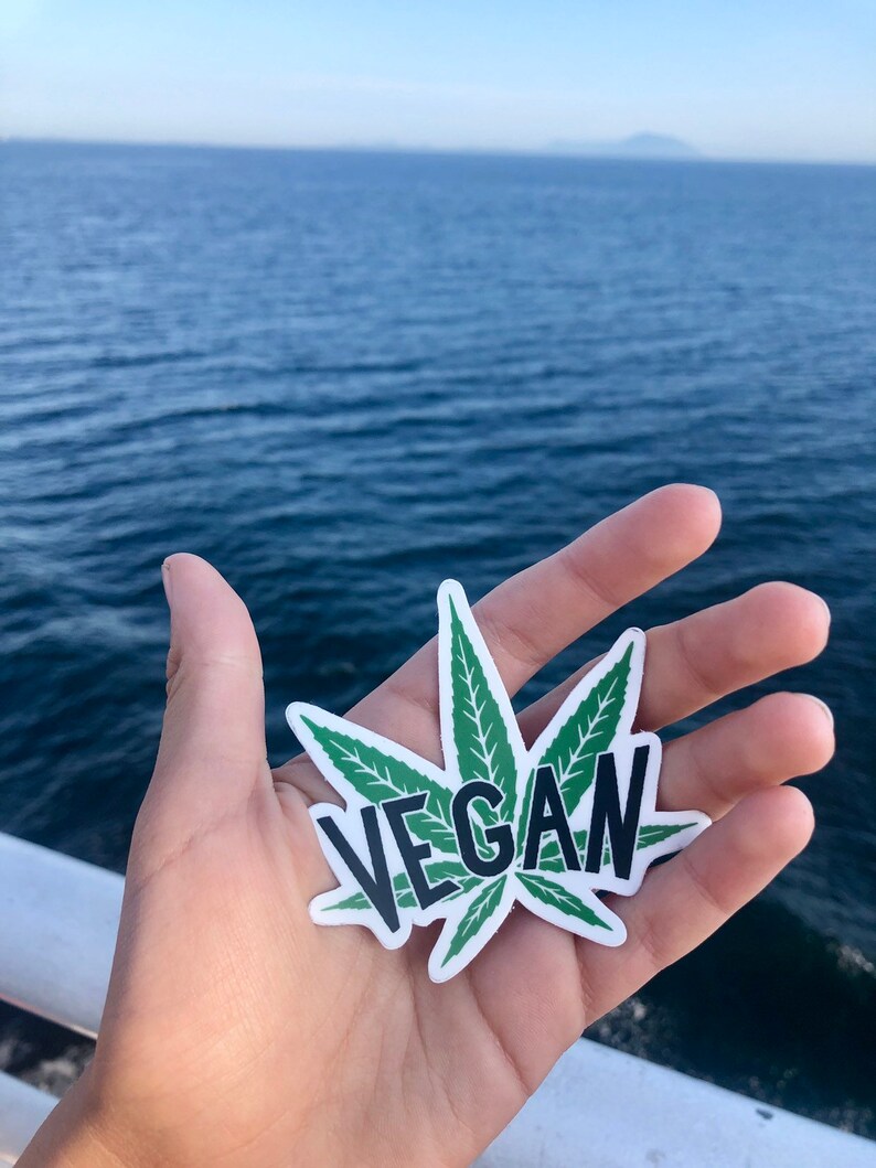 VEGAN CANNABIS STICKER Vegan Sticker, Vegan Stoner, Vegan Weed, Green Vegan, Vegan Gift, VeganVeins image 2