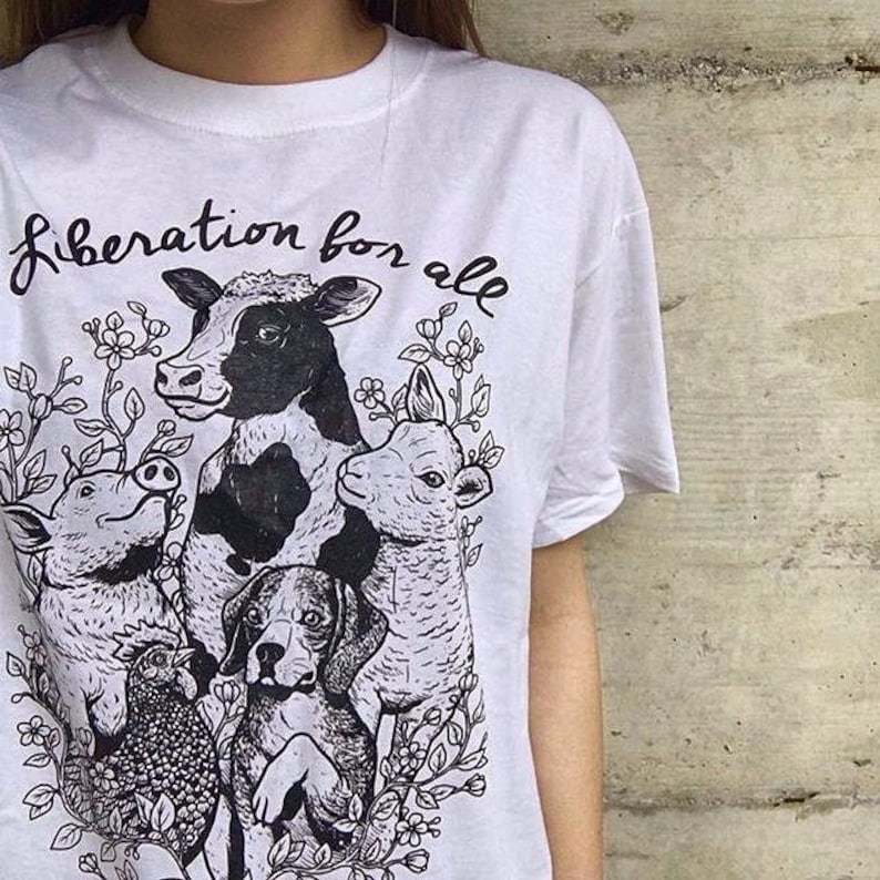Liberation For All T-shirt Vegan Shirt, Animal Rights, Animal Liberation, Animal Activist, Vegan Clothing, Vegetarian, Farm Sanctuary image 1
