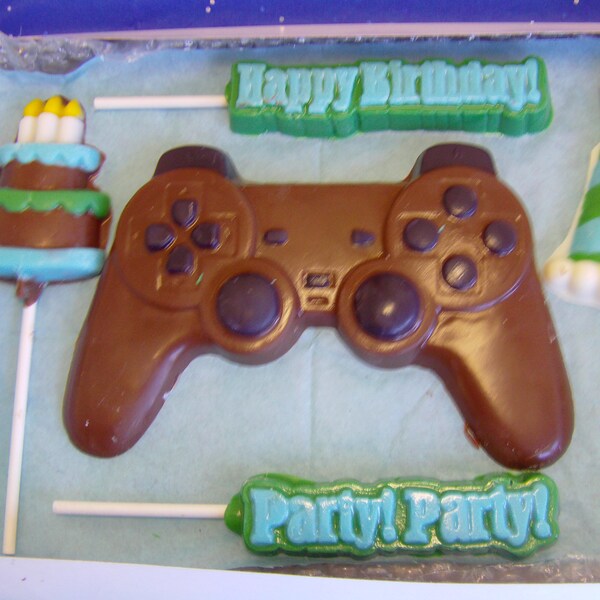 Gamer Birthday Gift Box-Chocolate Game Controller Birthday Cake/Hat and Party Party Happy Birthday Lollipops  FREE SHIPPING