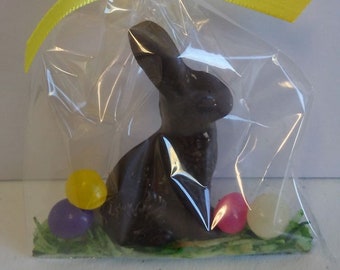 Easter Chocolate Bunny In A Bag (set of 6 Bags/Each with Coconut Grass and jelly beans)