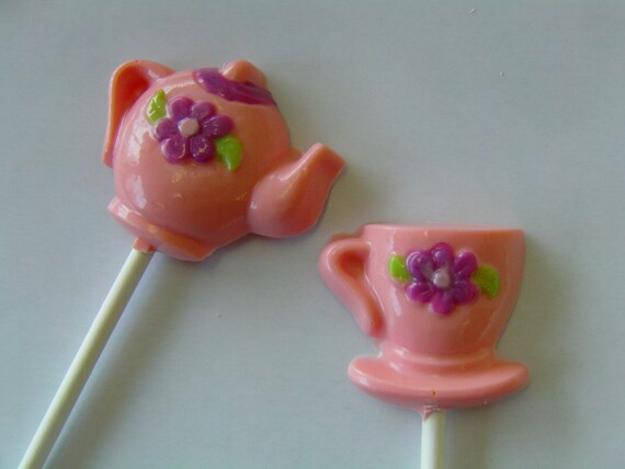 Teatime-Tea Pot and Tea Cup Lollipops(12)-Perfect for Alice in Wonderland Theme Parties/Beauty and The Beast/Tea Parties/Mother's Day Gift Il_570xn
