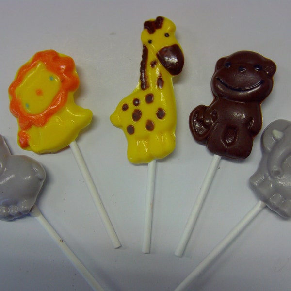 10 Jungle Animal Candy Lollipops-Perfect for Jungle/Zoo Theme Baby Showers/1st Birthdays/Birthday Parties/Cupcake Toppers