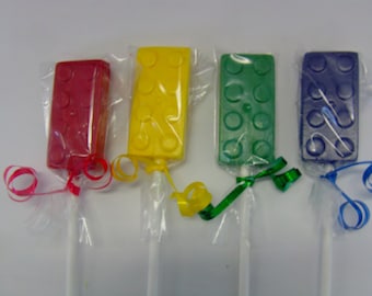 Building Blocks Lollipops (12) -Perfect As Birthday Party Favors Club Favors or Club Treats! Personalize in Any Color!