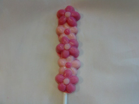12 Pink Flowered Candy Lollipops-Purrrfect For Hello Kitty Inspired Parties/My Little Pony Inspired/Kawaii/Princess Parties/Weddings Il_570xn