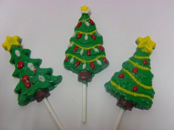 O Christmas Tree Lollipop Set-6 Delicious vanilla flavored, handcrafted Christmas Trees=Perfect for Stocking Stuffing, Gift Giving, Parties Il_570xn