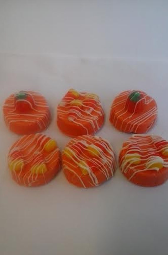 6 Pumpkin Candy Covered Cookies-Vanilla Flavored/Candy Toppings/Perfect For Harvest/Halloween Parties/Fall Weddings or Showers Il_570xn