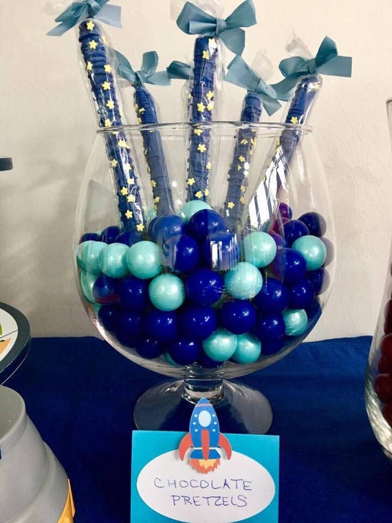 Reach For The Stars/Outer Space Theme Candy Covered Pretzel Rods (12)-Birthday Parties/Graduations/Pilot granduation/Gamer Party Il_570xn