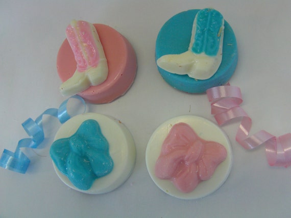Boots or Bows Soon We'll Know Gender Reveal Candy Covered Cookies (12) Unique Baby Shower Favor/Cowboy/Cowgirl Theme Party/Barnyard/Farm Il_570xn
