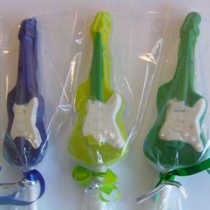 Electric Guitar Lollipops, Rock and Roll Party Favors, Set of 12