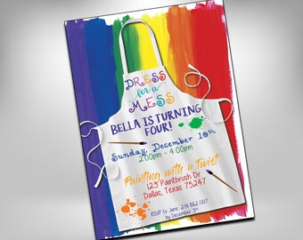 Painting Party Invitation, Art Party Invitation, Art Birthday Party Invitation, Art Themed Party, Paint Party Invites, Painting Party