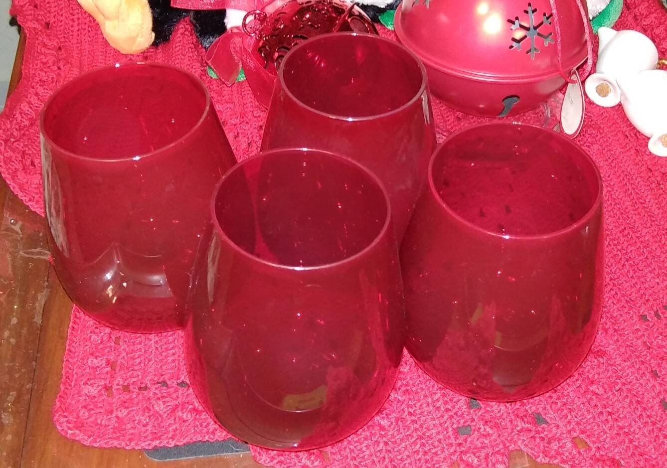 Lenox Tuscan Holiday Red Stemless Crystal Wine Glasses set of Etsy