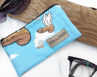 Handmade Eyeglass Case: Zippered Sunglass Pouch with Microfibre Lining